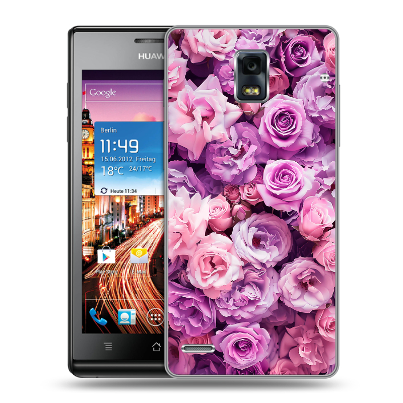 Пластиковый чехол на Huawei Ascend P1 с принтом лавандовые розы Пластиковый чехол на Huawei Ascend P1 с принтом лавандовые розы