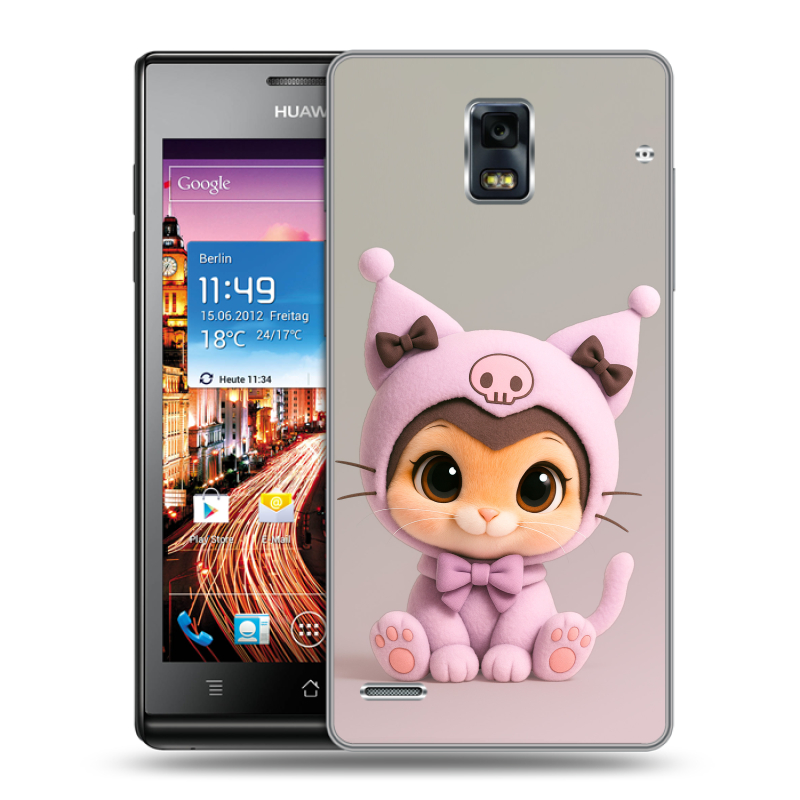 Пластиковый чехол на Huawei Ascend P1 с принтом Куроми Kuromi Пластиковый чехол на Huawei Ascend P1 с принтом Куроми Kuromi