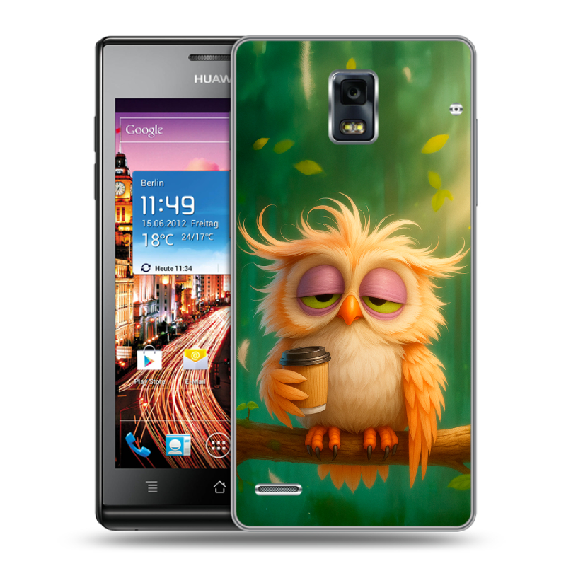 Пластиковый чехол на Huawei Ascend P1 с принтом сова Пластиковый чехол на Huawei Ascend P1 с принтом сова