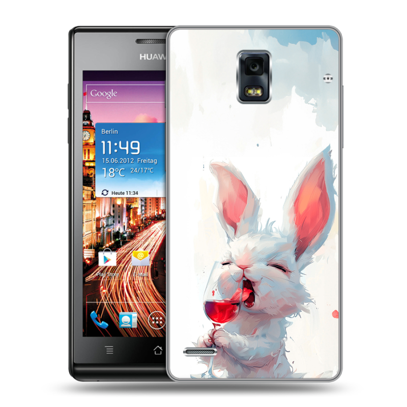 Пластиковый чехол на Huawei Ascend P1 с принтом кролик зайчик Пластиковый чехол на Huawei Ascend P1 с принтом кролик зайчик