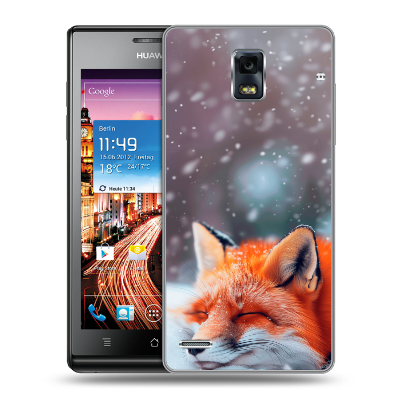 Пластиковый чехол на Huawei Ascend P1 с принтом лиса Пластиковый чехол на Huawei Ascend P1 с принтом лиса