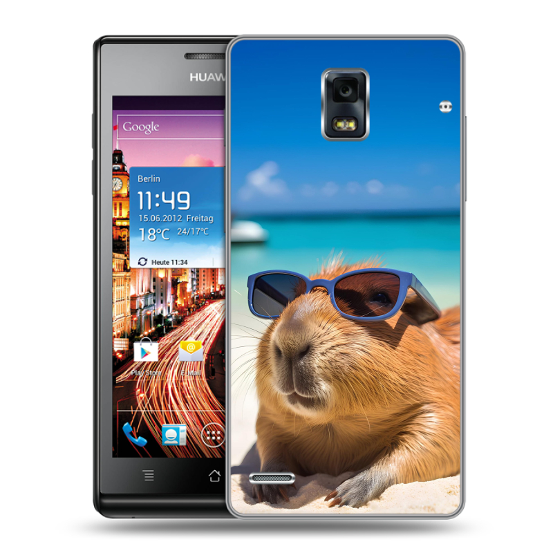 Пластиковый чехол на Huawei Ascend P1 с принтом Капибара Пластиковый чехол на Huawei Ascend P1 с принтом Капибара