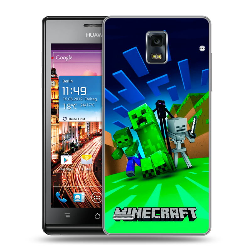 Пластиковый чехол на Huawei Ascend P1 с принтом Майнкрафт Пластиковый чехол на Huawei Ascend P1 с принтом Майнкрафт