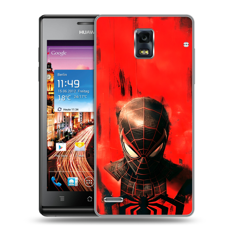 Пластиковый чехол на Huawei Ascend P1 с принтом человек паук spiderman Пластиковый чехол на Huawei Ascend P1 с принтом человек паук spiderman