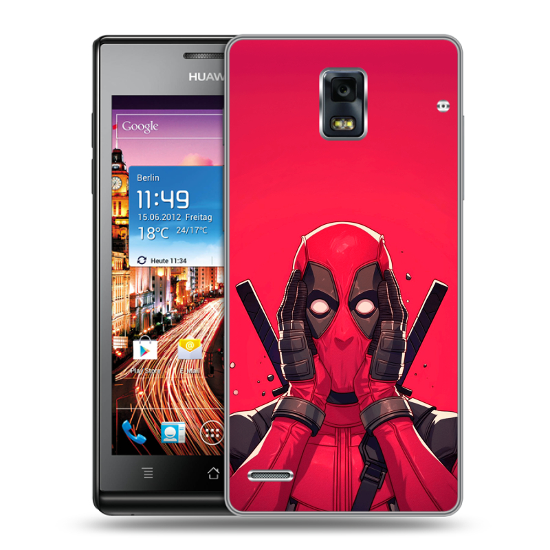 Пластиковый чехол на Huawei Ascend P1 с принтом Дедпул Deadpool Пластиковый чехол на Huawei Ascend P1 с принтом Дедпул Deadpool