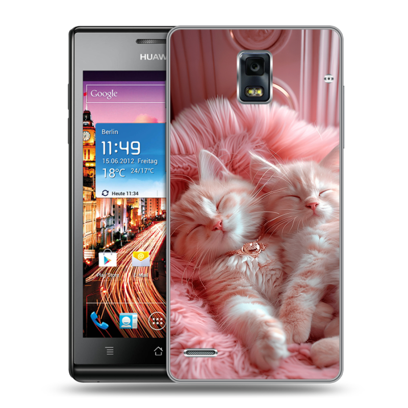 Пластиковый чехол на Huawei Ascend P1 с принтом котята котики Пластиковый чехол на Huawei Ascend P1 с принтом котята котики