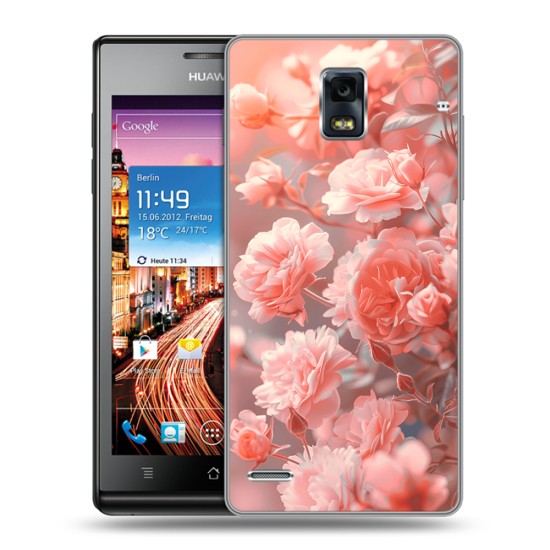 Пластиковый чехол на Huawei Ascend P1 с принтом Розы цветы Пластиковый чехол на Huawei Ascend P1 с принтом Розы цветы