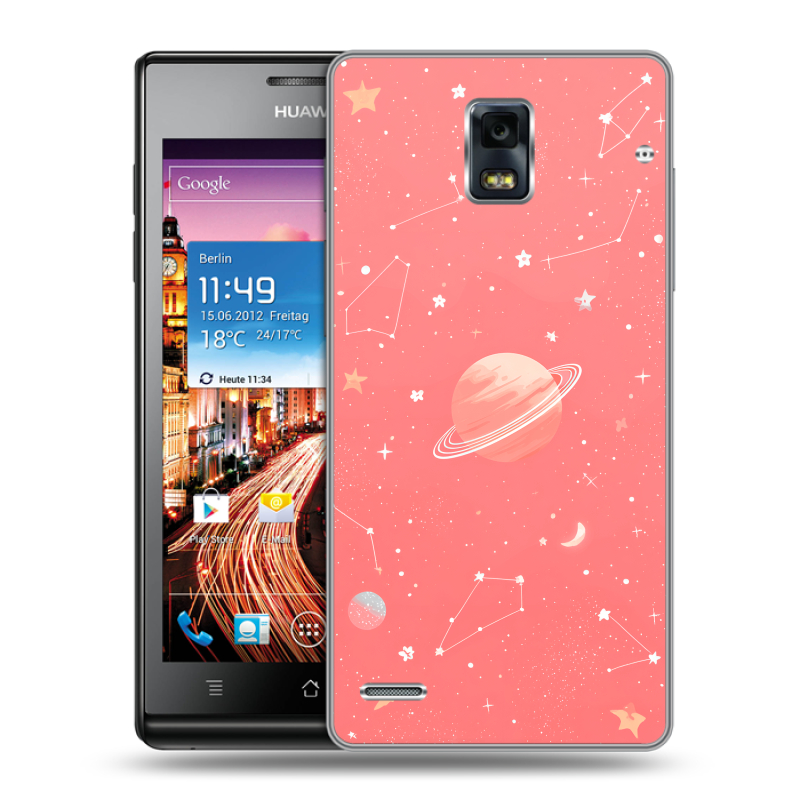 Пластиковый чехол на Huawei Ascend P1 с принтом Розовый космос Пластиковый чехол на Huawei Ascend P1 с принтом Розовый космос