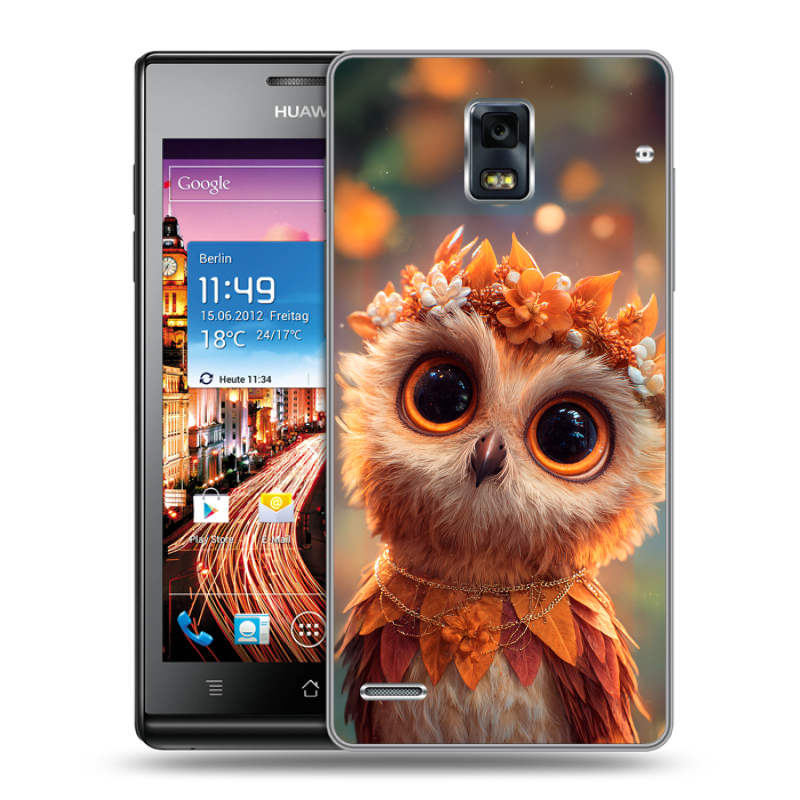 Пластиковый чехол на Huawei Ascend P1 с принтом Милая сова Пластиковый чехол на Huawei Ascend P1 с принтом Милая сова