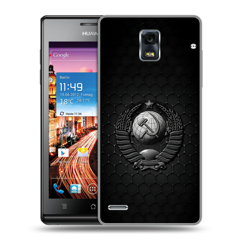 Пластиковый чехол на Huawei Ascend P1 с принтом Герб Флаг СССР Пластиковый чехол на Huawei Ascend P1 с принтом Герб Флаг СССР