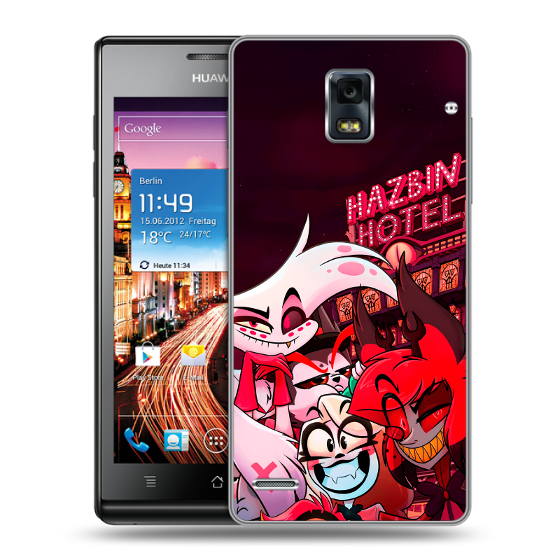 Пластиковый чехол на Huawei Ascend P1 с принтом Hazbin Hotel Отель Хазбин Пластиковый чехол на Huawei Ascend P1 с принтом Hazbin Hotel Отель Хазбин