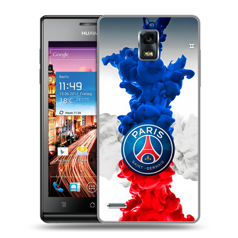 Пластиковый чехол на Huawei Ascend P1 с принтом PSG ПСЖ Пластиковый чехол на Huawei Ascend P1 с принтом PSG ПСЖ