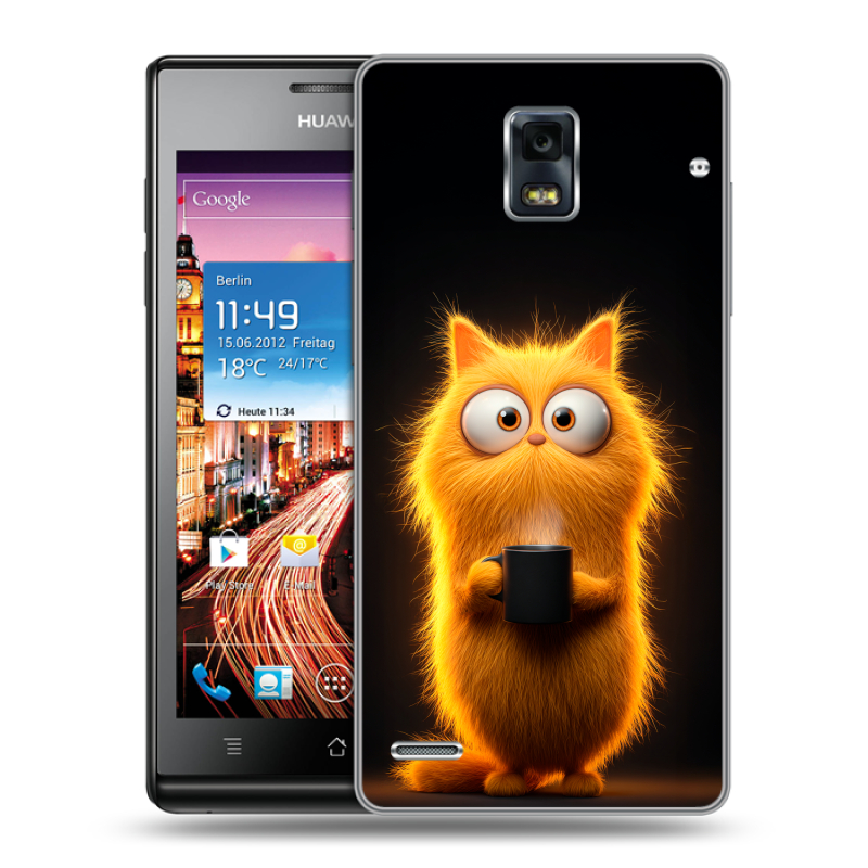 Пластиковый чехол на Huawei Ascend P1 с принтом Смешной кот Пластиковый чехол на Huawei Ascend P1 с принтом Смешной кот