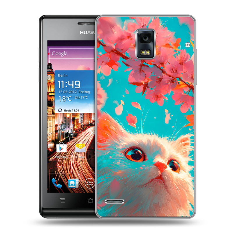 Пластиковый чехол на Huawei Ascend P1 с принтом Красивый кот Пластиковый чехол на Huawei Ascend P1 с принтом Красивый кот