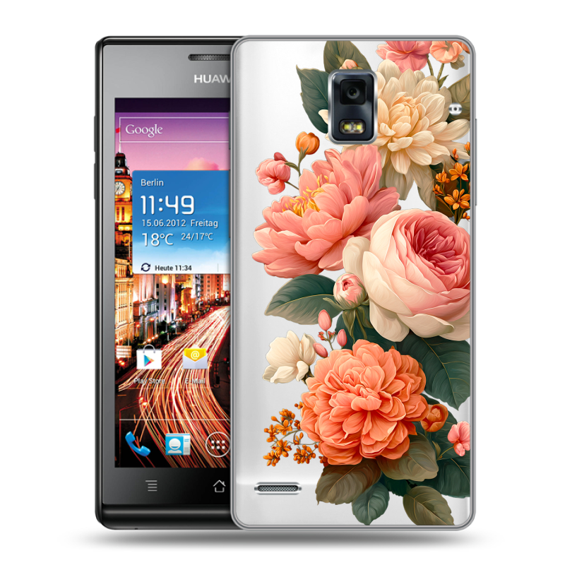 Пластиковый чехол на Huawei Ascend P1 с принтом цветы Пластиковый чехол на Huawei Ascend P1 с принтом цветы