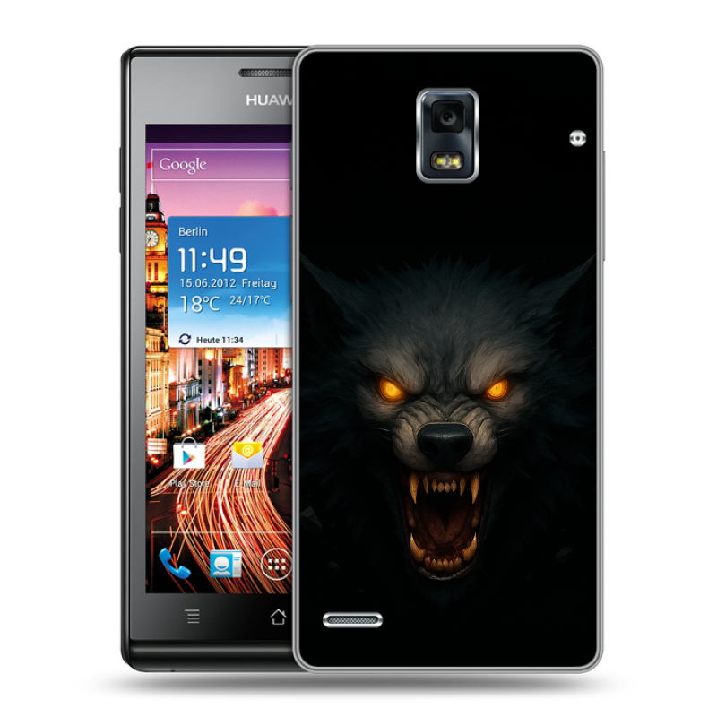 Пластиковый чехол на Huawei Ascend P1 с принтом Волк Пластиковый чехол на Huawei Ascend P1 с принтом Волк