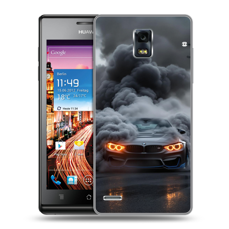 Пластиковый чехол на Huawei Ascend P1 с принтом BMW БМВ Пластиковый чехол на Huawei Ascend P1 с принтом BMW БМВ