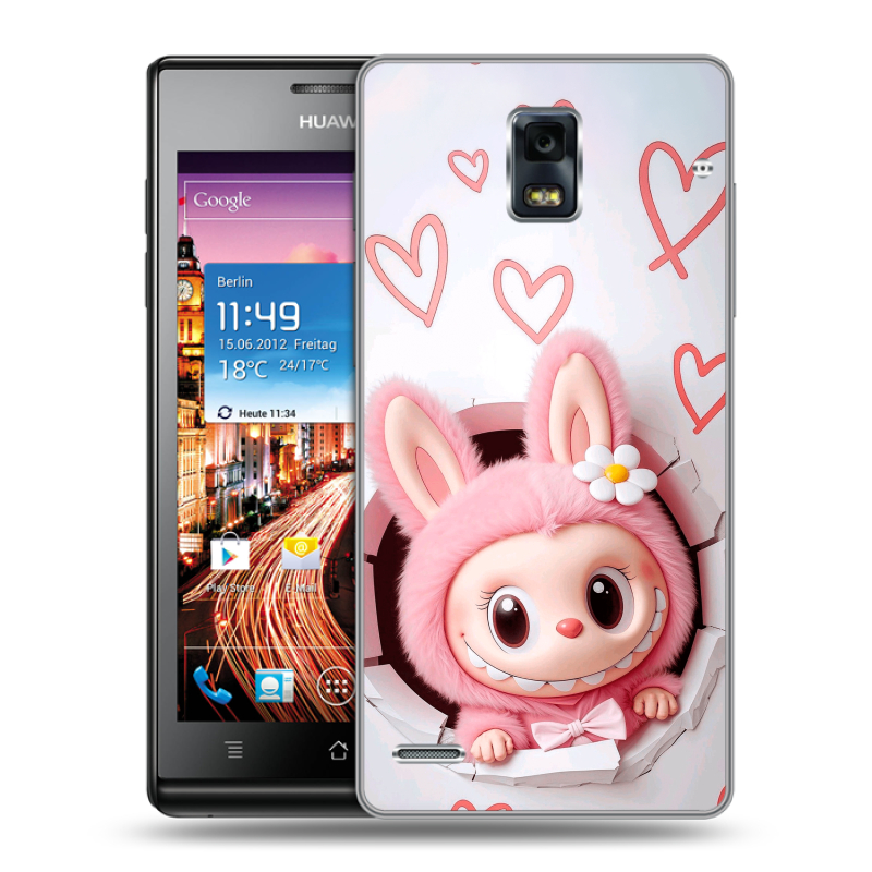 Пластиковый чехол на Huawei Ascend P1 с принтом Labubu Лабубу Пластиковый чехол на Huawei Ascend P1 с принтом Labubu Лабубу
