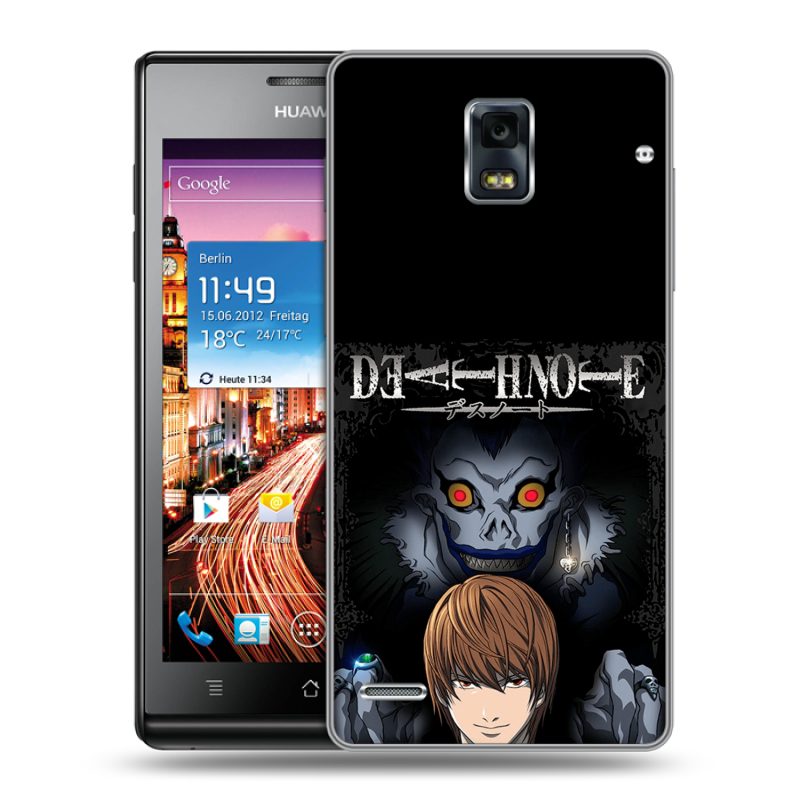 Пластиковый чехол на Huawei Ascend P1 с принтом Death note Тетрадь смерти Пластиковый чехол на Huawei Ascend P1 с принтом Death note Тетрадь смерти