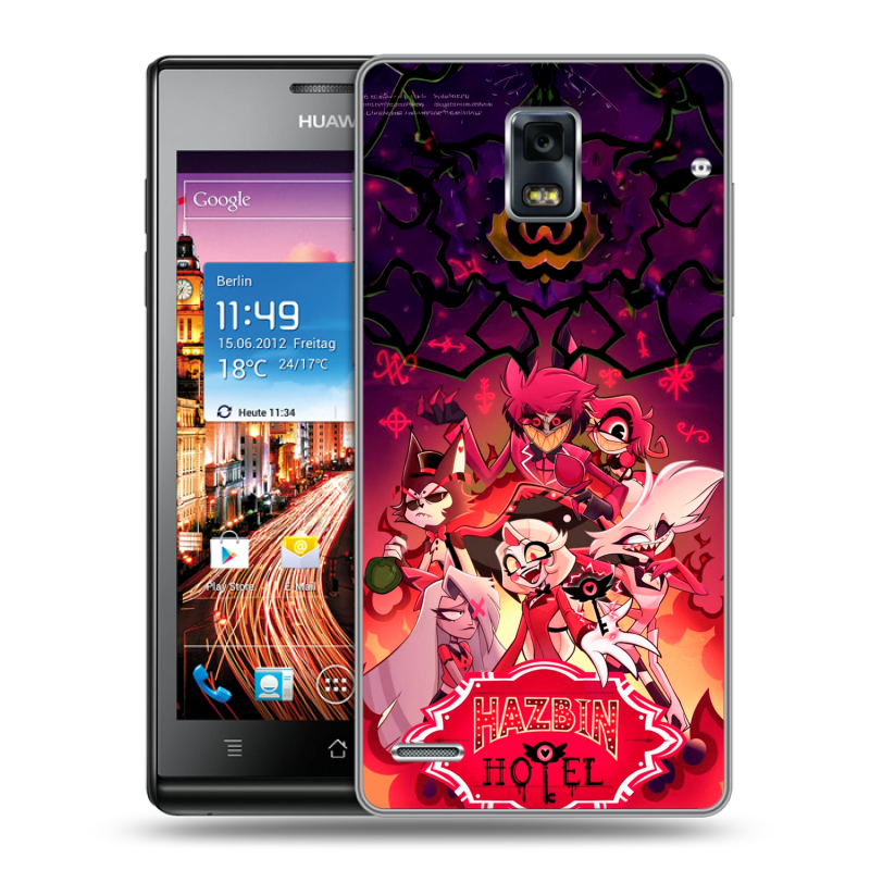 Пластиковый чехол на Huawei Ascend P1 с принтом Hazbin Hotel Отель Хазбин Пластиковый чехол на Huawei Ascend P1 с принтом Hazbin Hotel Отель Хазбин