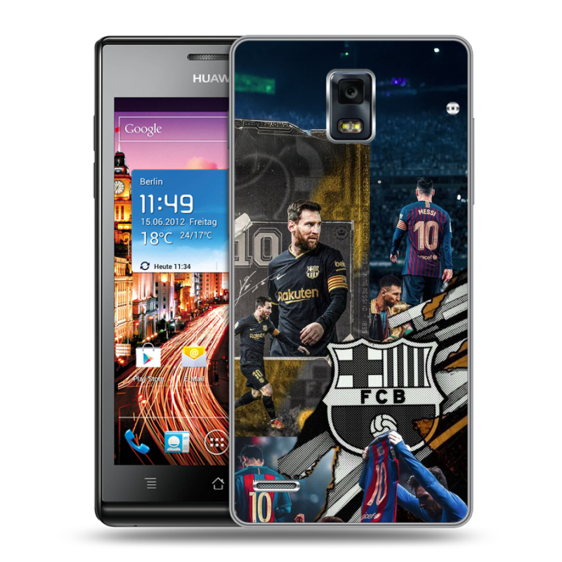 Пластиковый чехол на Huawei Ascend P1 с принтом Messi Barcelona Пластиковый чехол на Huawei Ascend P1 с принтом Messi Barcelona