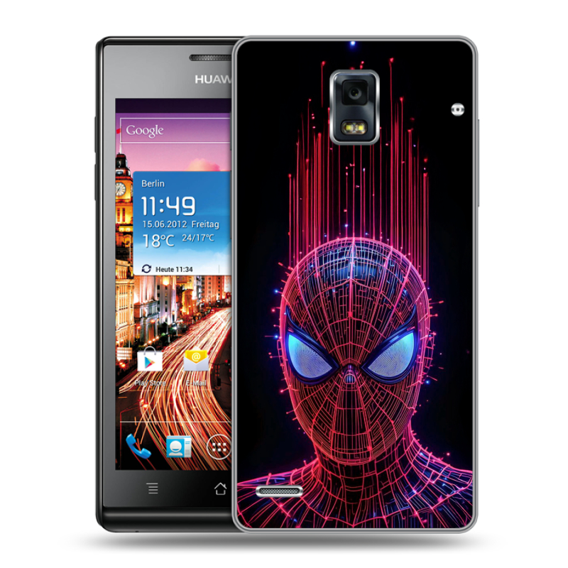 Пластиковый чехол на Huawei Ascend P1 с принтом Spiderman Человек паук Пластиковый чехол на Huawei Ascend P1 с принтом Spiderman Человек паук