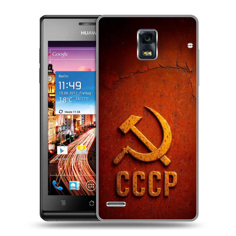 Пластиковый чехол на Huawei Ascend P1 с принтом Флаг Герб СССР Пластиковый чехол на Huawei Ascend P1 с принтом Флаг Герб СССР