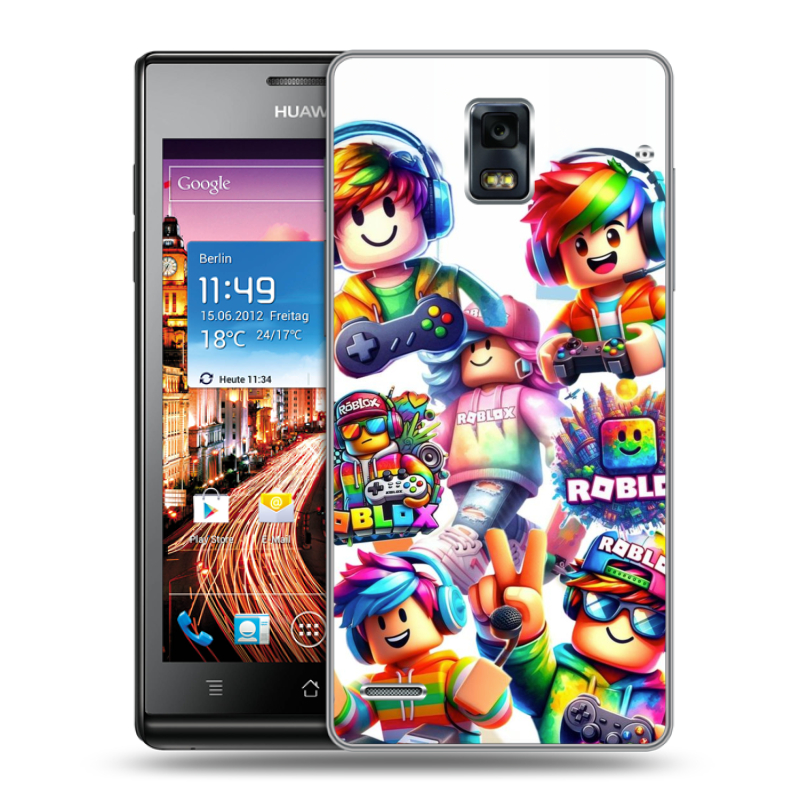Пластиковый чехол на Huawei Ascend P1 с принтом Roblox Роблокс Пластиковый чехол на Huawei Ascend P1 с принтом Roblox Роблокс
