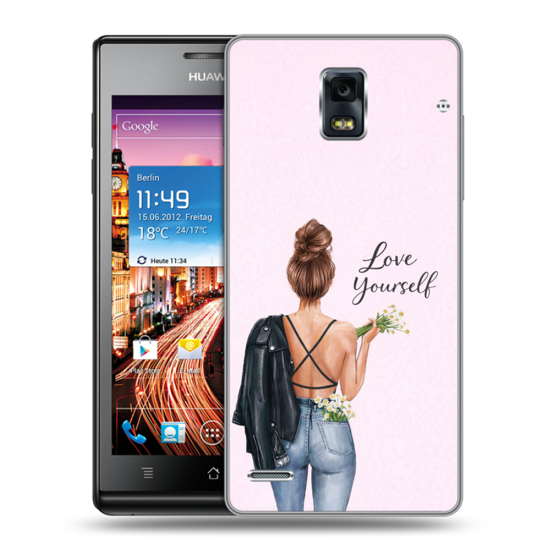 Пластиковый чехол на Huawei Ascend P1 с принтом женский Пластиковый чехол на Huawei Ascend P1 с принтом женский