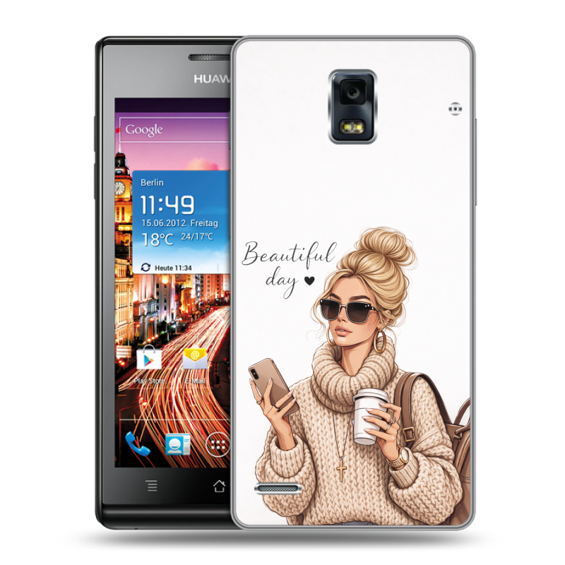 Пластиковый чехол на Huawei Ascend P1 с принтом женский Пластиковый чехол на Huawei Ascend P1 с принтом женский