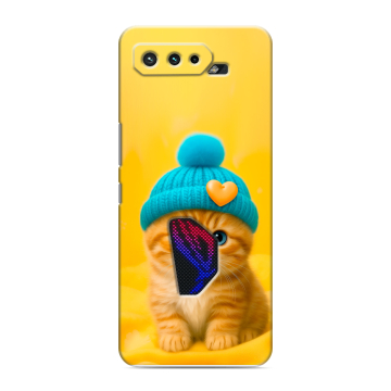Силиконовый чехол на ASUS ROG Phone 5 с принтом Котенок в шапке Силиконовый чехол на ASUS ROG Phone 5 с принтом Котенок в шапке