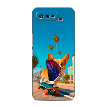 Силиконовый чехол на ASUS ROG Phone 5 с принтом Корги на скейте Силиконовый чехол на ASUS ROG Phone 5 с принтом Корги на скейте