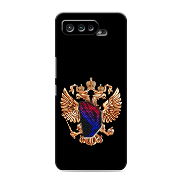 Силиконовый чехол на ASUS ROG Phone 5 с принтом Герб России золотой