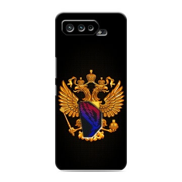 Силиконовый чехол на ASUS ROG Phone 5 с принтом Герб России желтый Силиконовый чехол на ASUS ROG Phone 5 с принтом Герб России желтый