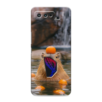 Силиконовый чехол на ASUS ROG Phone 5 с принтом Капибара с апельсином Силиконовый чехол на ASUS ROG Phone 5 с принтом Капибара с апельсином