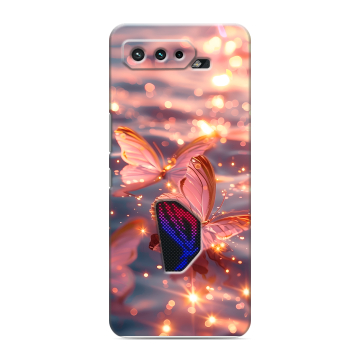 Силиконовый чехол на ASUS ROG Phone 5 с принтом бабочки розовые Силиконовый чехол на ASUS ROG Phone 5 с принтом бабочки розовые