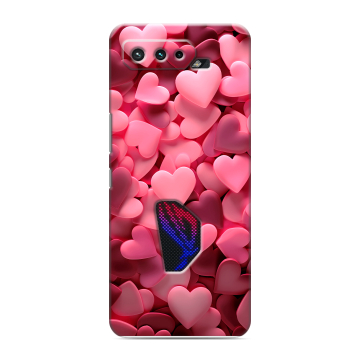 Силиконовый чехол на ASUS ROG Phone 5 с принтом розовые сердечки