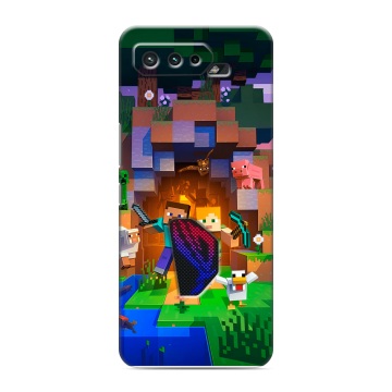 Силиконовый чехол на ASUS ROG Phone 5 с принтом Майнкрафт Minecraft