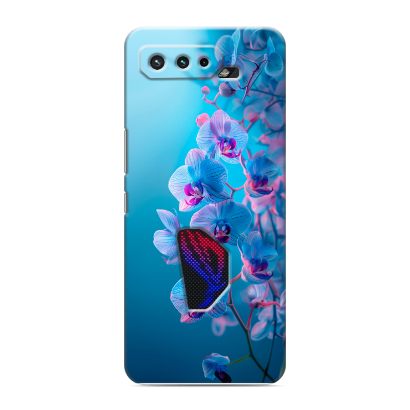 Силиконовый противоударный чехол на ASUS ROG Phone 5 с принтом голубые орхидеи Силиконовый противоударный чехол на ASUS ROG Phone 5 с принтом голубые орхидеи