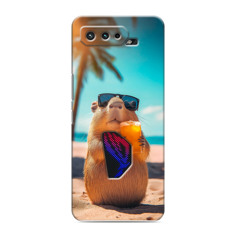 Силиконовый противоударный чехол на ASUS ROG Phone 5 с принтом Капибара Силиконовый противоударный чехол на ASUS ROG Phone 5 с принтом Капибара