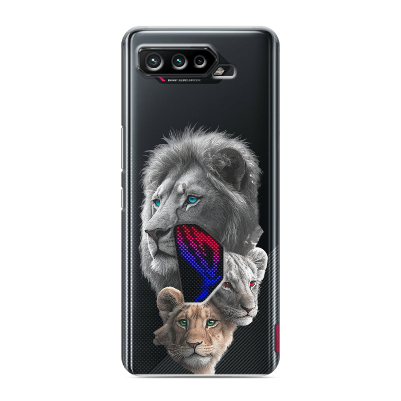 Силиконовый чехол на ASUS ROG Phone 5 с принтом Львы Силиконовый чехол на ASUS ROG Phone 5 с принтом Львы