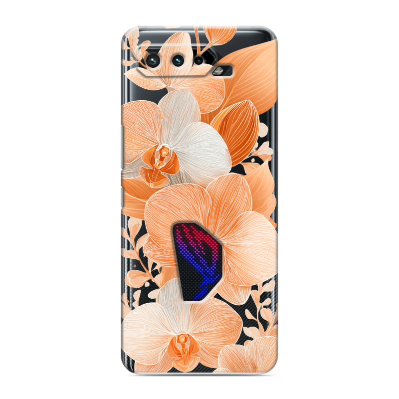 Силиконовый чехол на ASUS ROG Phone 5 с принтом Бежевые цветы Силиконовый чехол на ASUS ROG Phone 5 с принтом Бежевые цветы