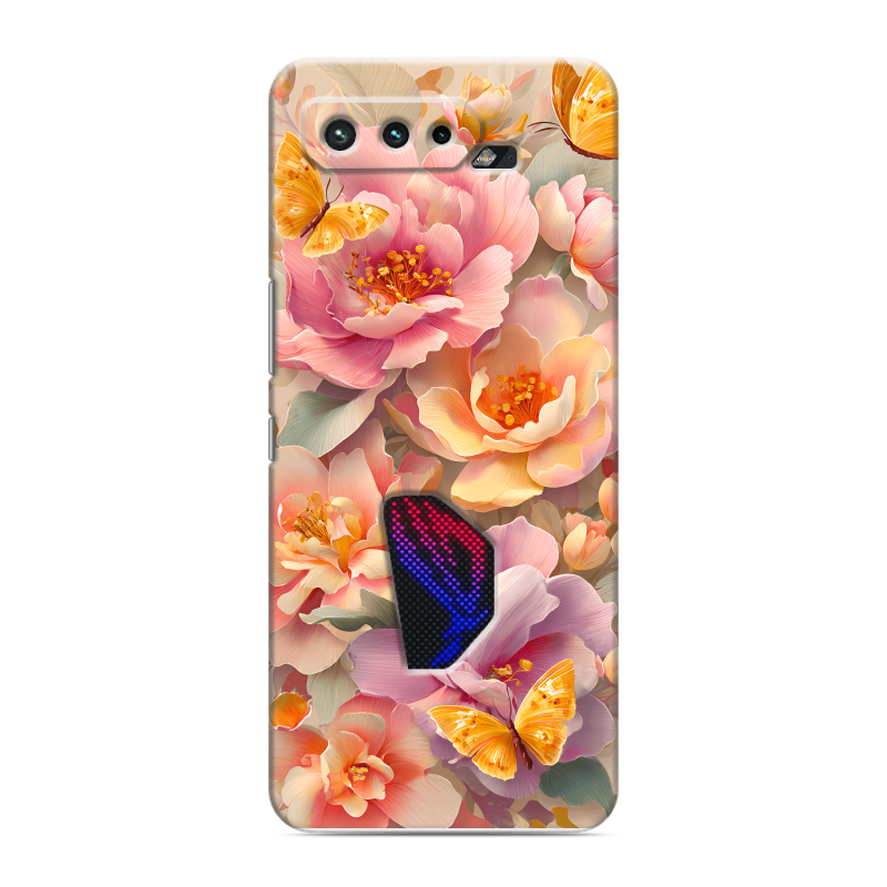 Силиконовый чехол на ASUS ROG Phone 5 с принтом Цветы и бабочки Силиконовый чехол на ASUS ROG Phone 5 с принтом Цветы и бабочки