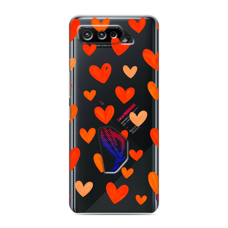 Силиконовый противоударный чехол на ASUS ROG Phone 5 с принтом Сердечки Силиконовый противоударный чехол на ASUS ROG Phone 5 с принтом Сердечки