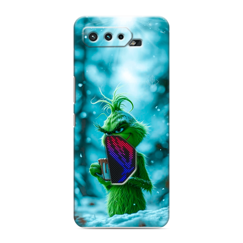 Силиконовый противоударный чехол на ASUS ROG Phone 5 с принтом Новый год гринч Силиконовый противоударный чехол на ASUS ROG Phone 5 с принтом Новый год гринч