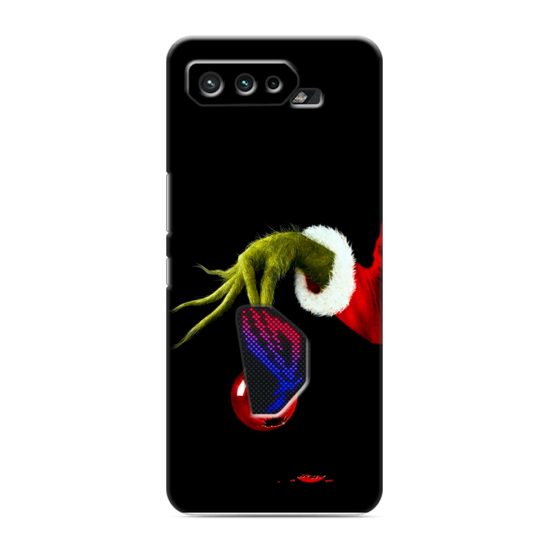 Силиконовый противоударный чехол на ASUS ROG Phone 5 с принтом Новый год Гринч Силиконовый противоударный чехол на ASUS ROG Phone 5 с принтом Новый год Гринч