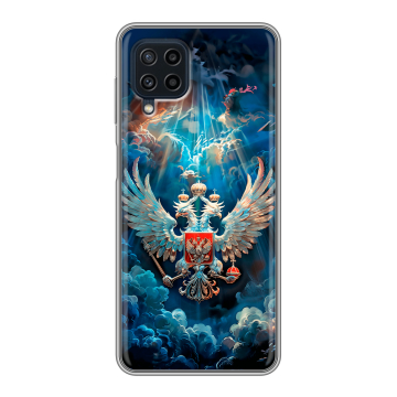 Силиконовый чехол на Samsung Galaxy A22 с принтом Герб флаг России