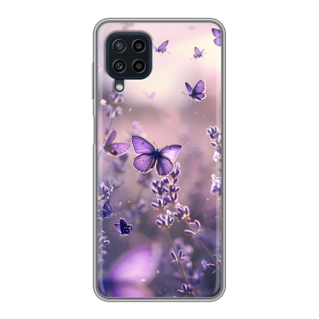 Силиконовый чехол на Samsung Galaxy A22 с принтом бабочки и лаванда