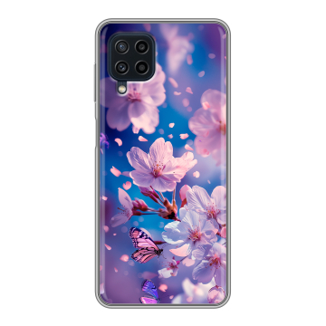 Силиконовый чехол на Samsung Galaxy A22 с принтом цветы бабочки Силиконовый чехол на Samsung Galaxy A22 с принтом цветы бабочки
