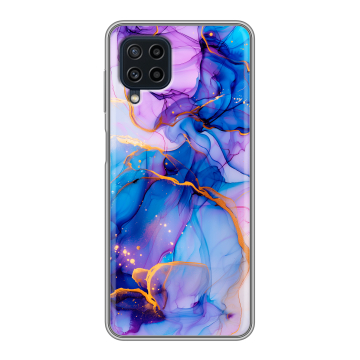 Силиконовый чехол на Samsung Galaxy A22 с принтом синий мрамор Силиконовый чехол на Samsung Galaxy A22 с принтом синий мрамор